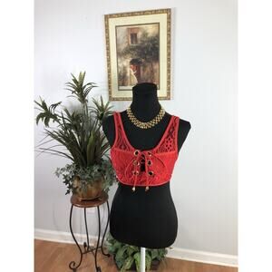 Vestidos Women's Lace Up Cropped Tank Top - Size M